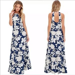 Floral Halter Back Maxi Dress